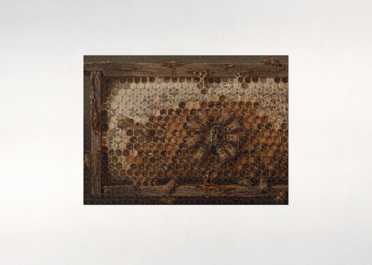 Honeycomb and Bees Close Up jigsaw puzzle - flat puzzle