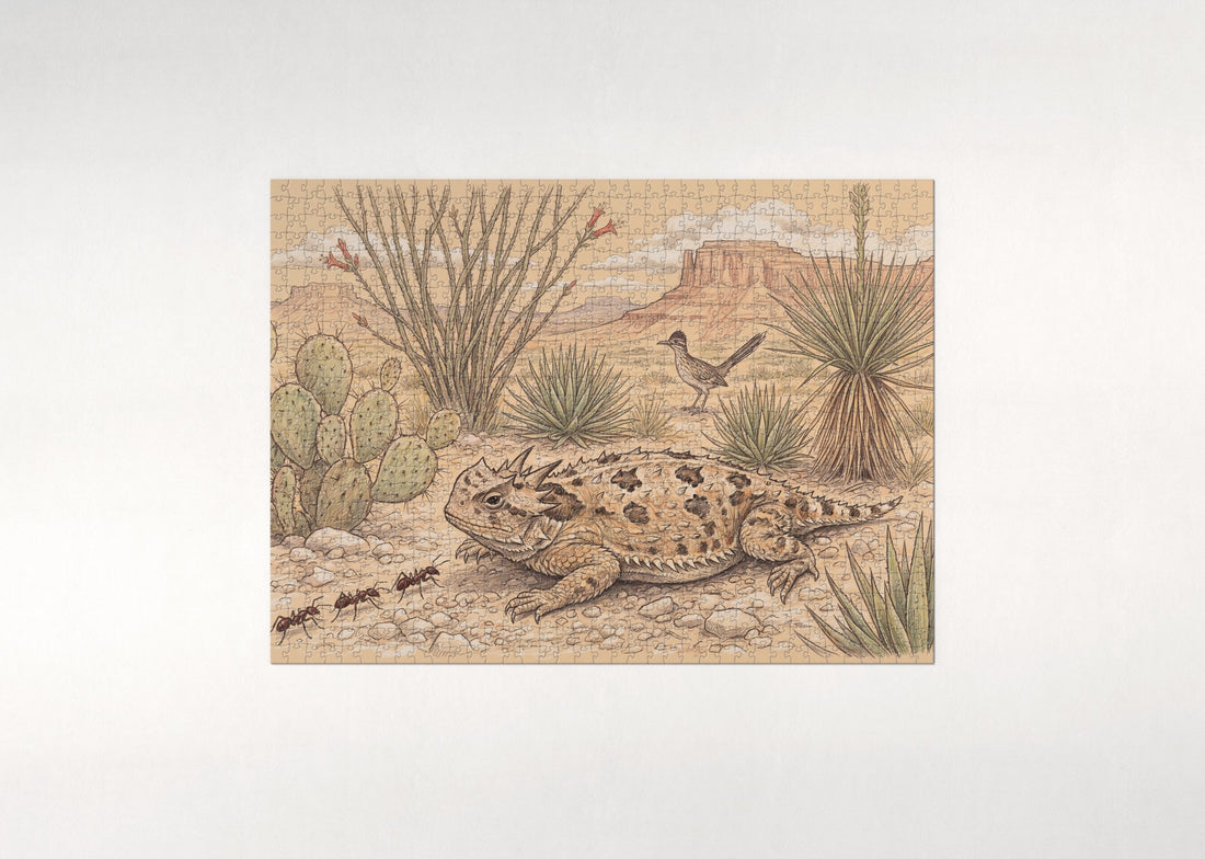 Horned Lizard in the Desert jigsaw puzzle - gift box