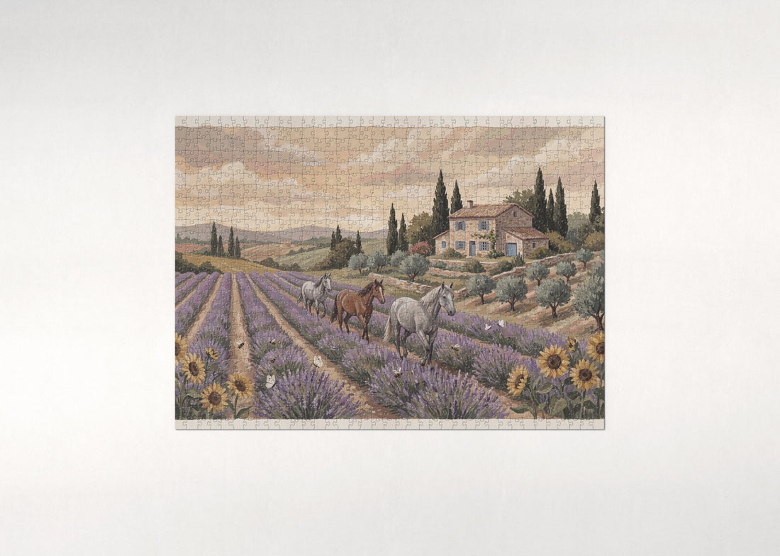 Horses in the Lavender Field jigsaw puzzle - gift box