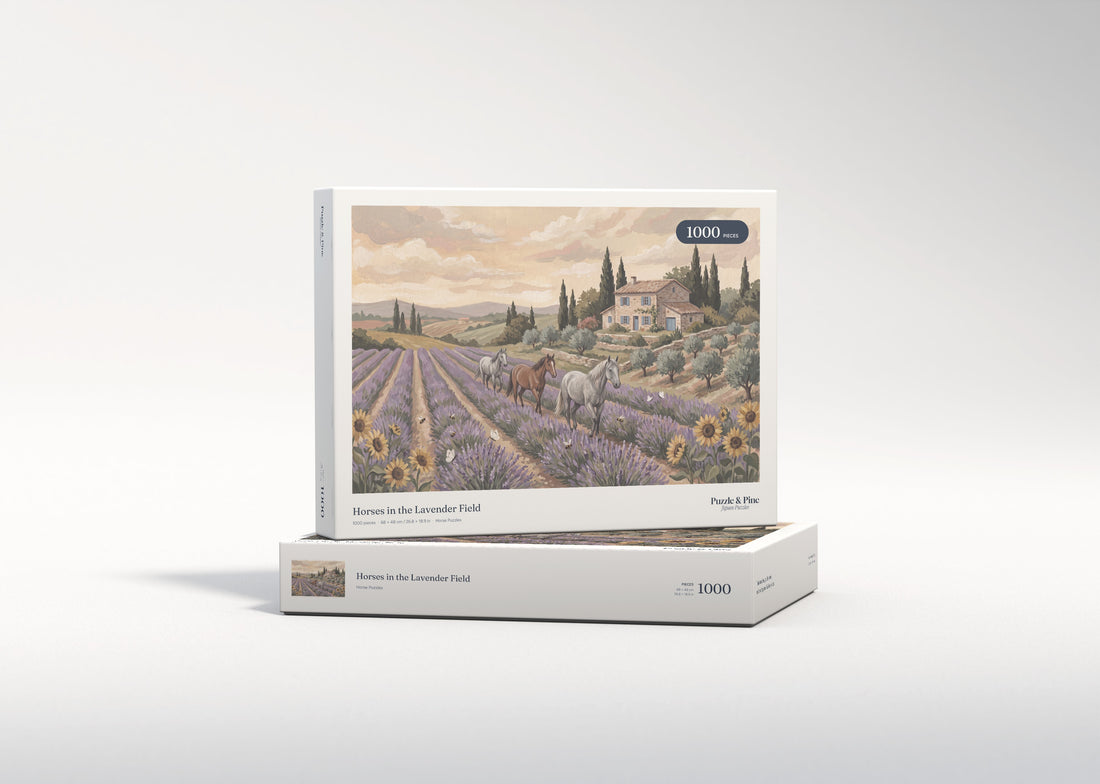 Horses in the Lavender Field jigsaw puzzle - gift box
