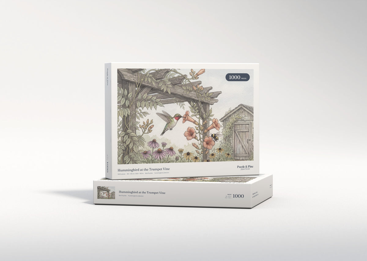 Hummingbird at the Trumpet Vine jigsaw puzzle - gift box