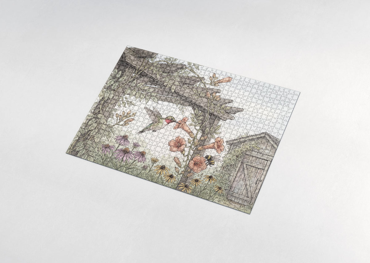 Hummingbird at the Trumpet Vine jigsaw puzzle - assembled puzzle