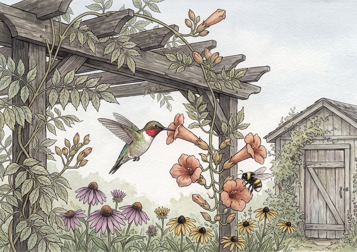 Hummingbird at the Trumpet Vine jigsaw puzzle