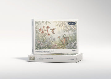 Hummingbird in the Morning Dew Garden jigsaw puzzle - gift box