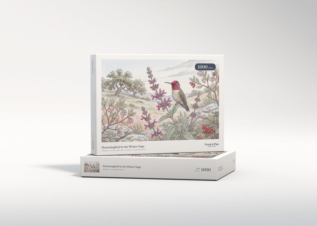 Hummingbird in the Winter Sage jigsaw puzzle - gift box