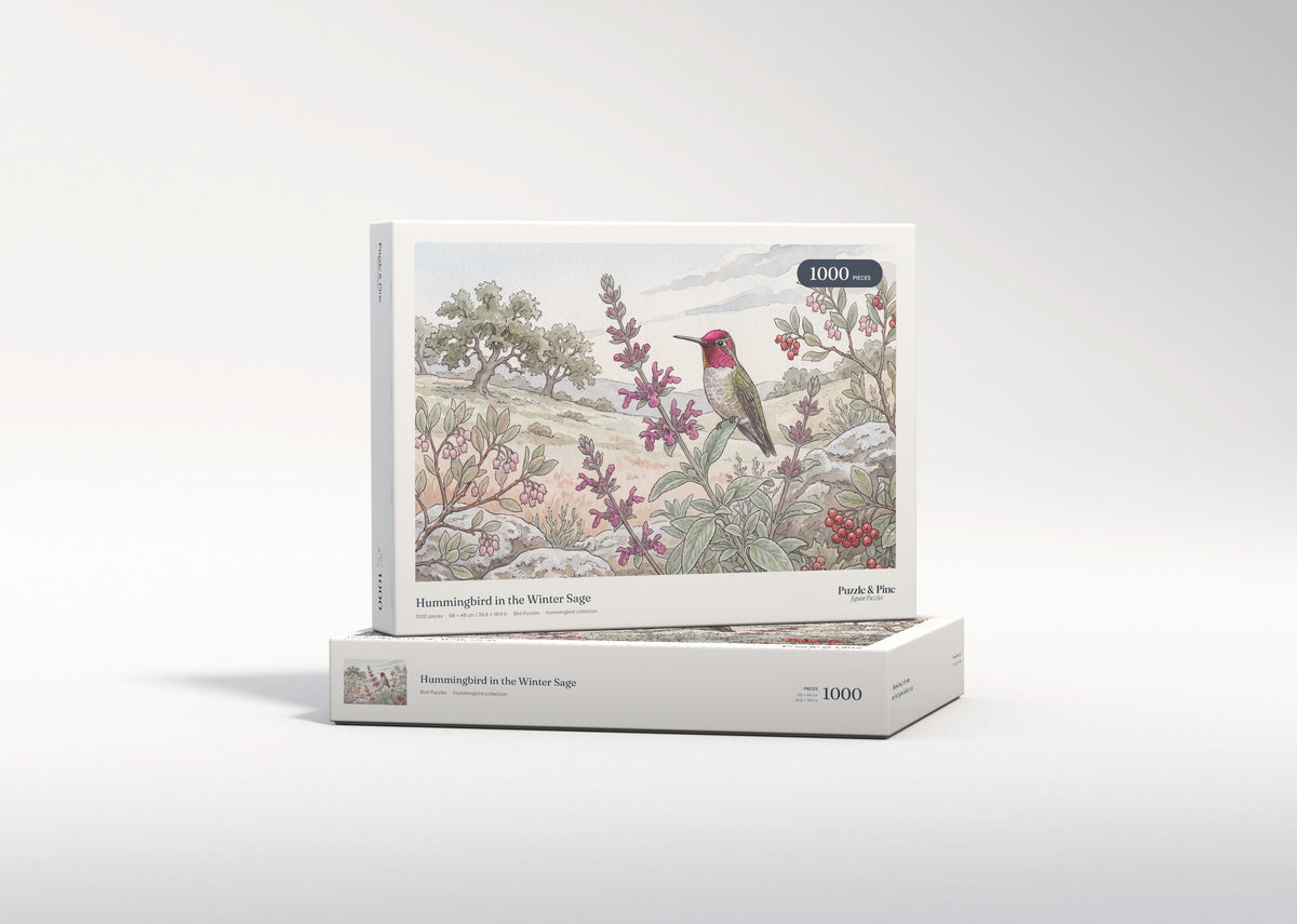 Hummingbird in the Winter Sage jigsaw puzzle - gift box