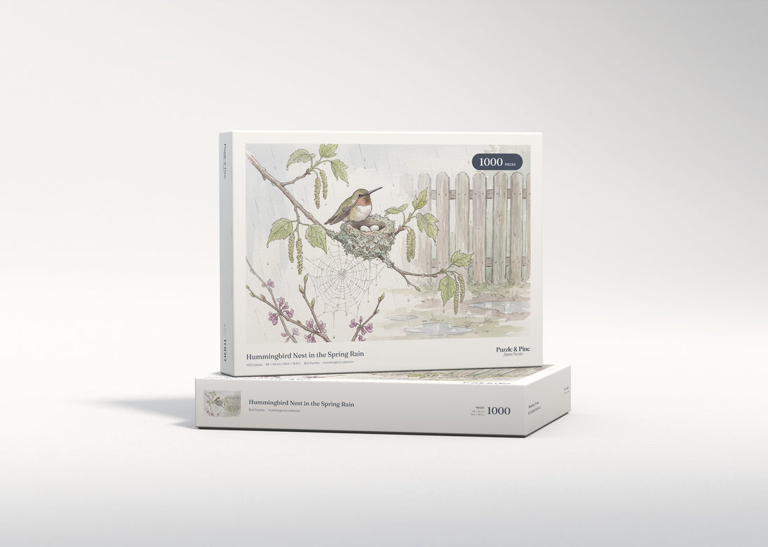 Hummingbird Nest in the Spring Rain jigsaw puzzle - gift box