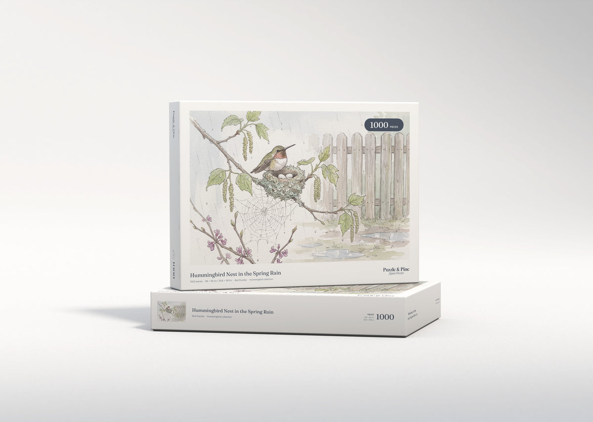 Hummingbird Nest in the Spring Rain jigsaw puzzle - gift box