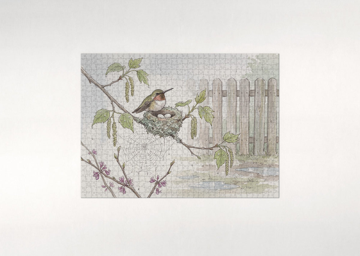 Hummingbird Nest in the Spring Rain jigsaw puzzle - flat puzzle