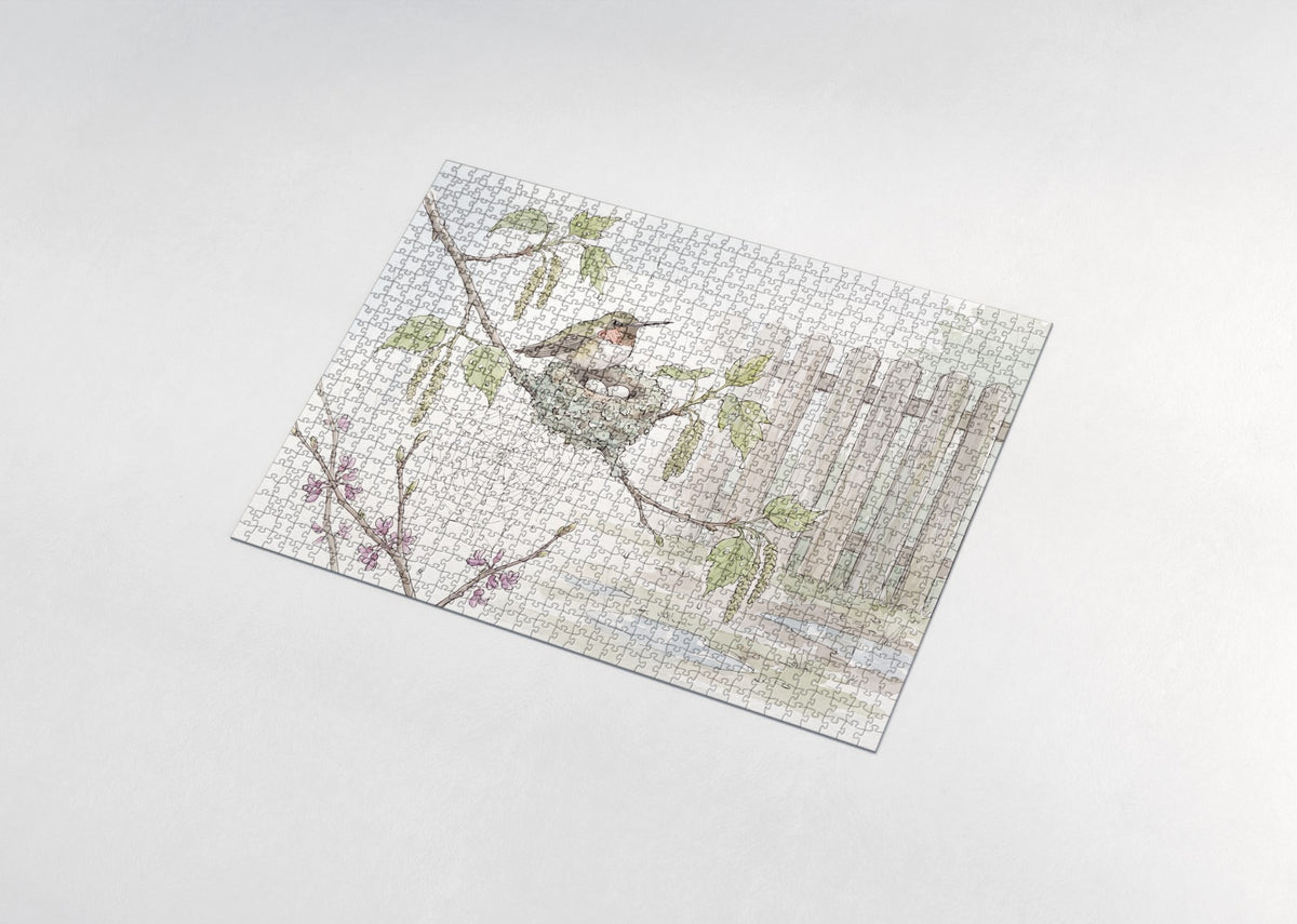 Hummingbird Nest in the Spring Rain jigsaw puzzle - assembled puzzle