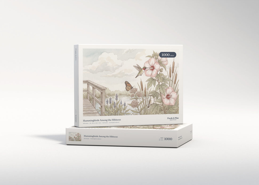 Hummingbirds Among the Hibiscus jigsaw puzzle - gift box