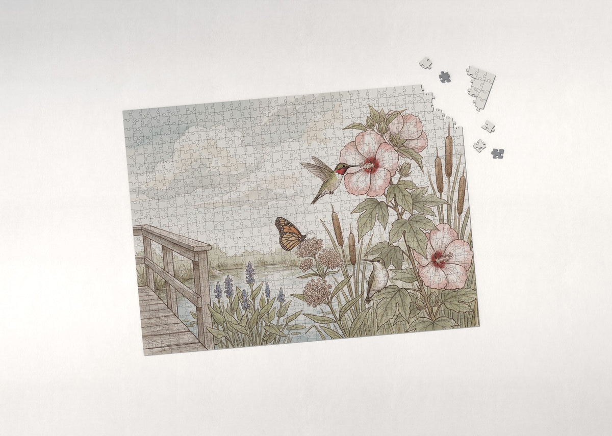 Hummingbirds Among the Hibiscus jigsaw puzzle - puzzle with loose pieces