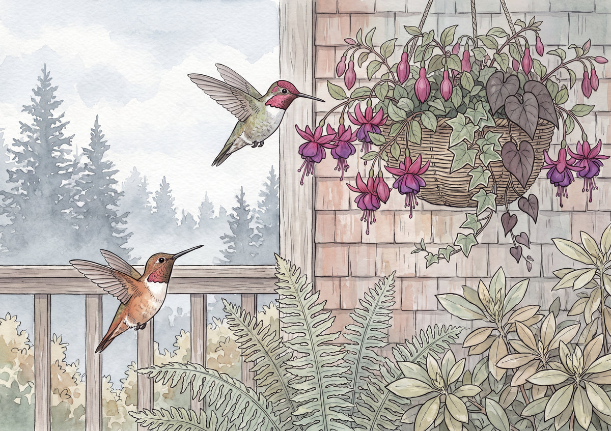 Hummingbirds and Fuchsia Blossoms jigsaw puzzle