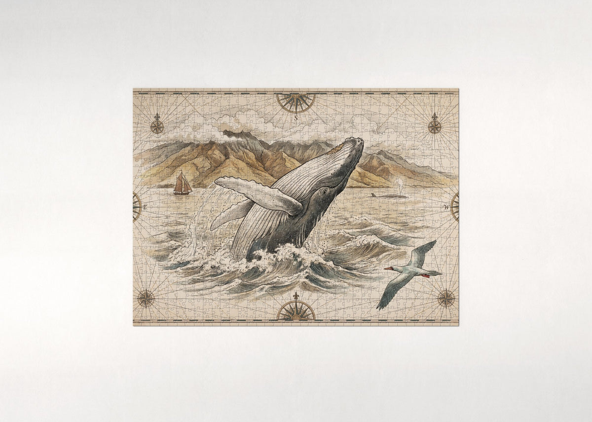Humpback Whale Breaching jigsaw puzzle - flat puzzle