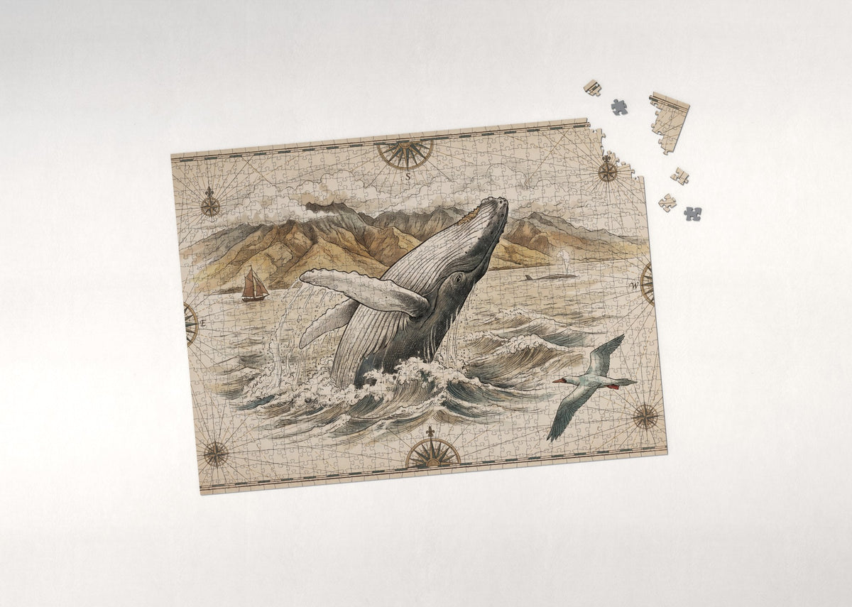 Humpback Whale Breaching jigsaw puzzle - puzzle with loose pieces