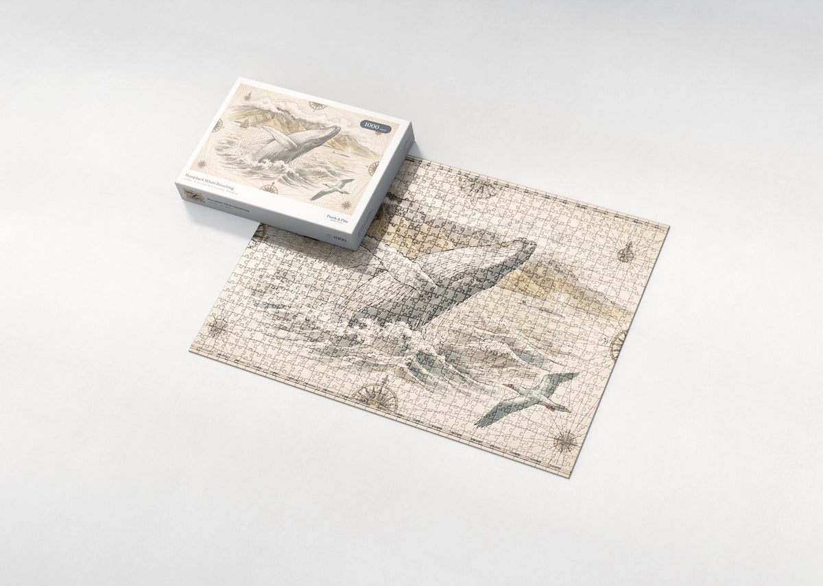 Humpback Whale Breaching jigsaw puzzle - box and puzzle