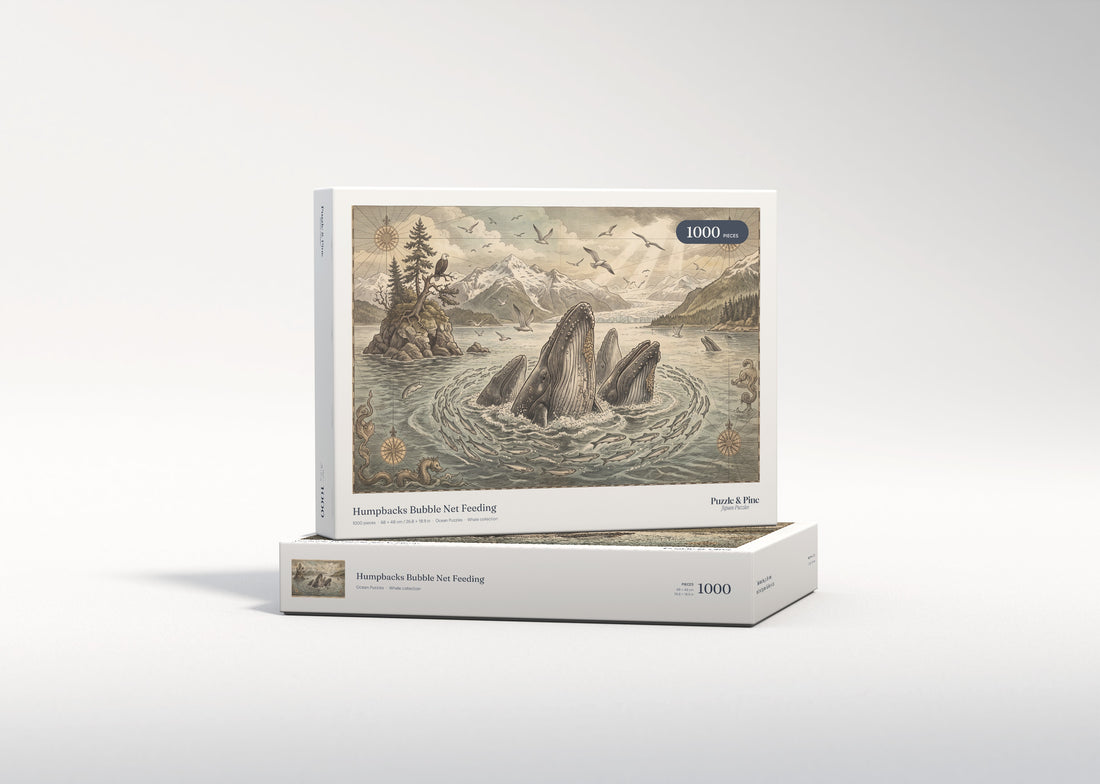 Humpbacks Bubble Net Feeding jigsaw puzzle - gift box