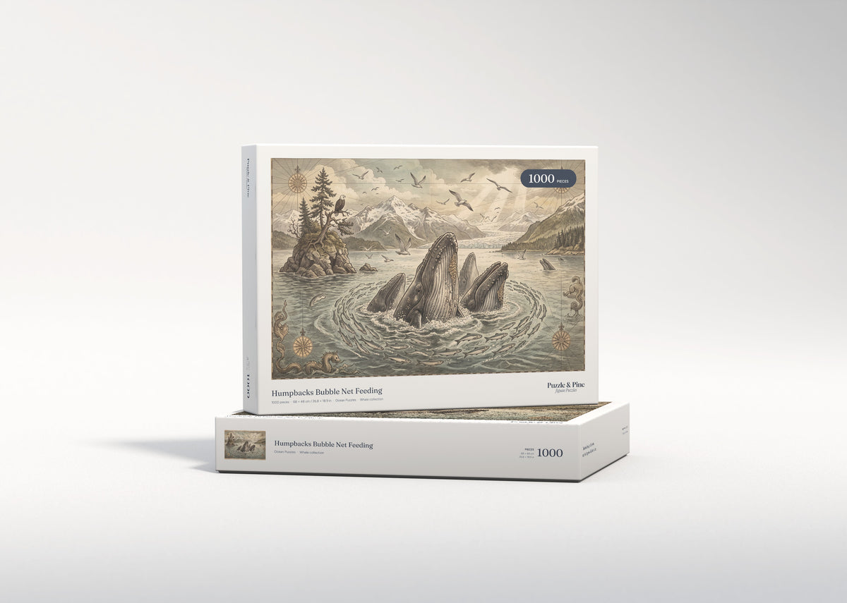 Humpbacks Bubble Net Feeding jigsaw puzzle - gift box