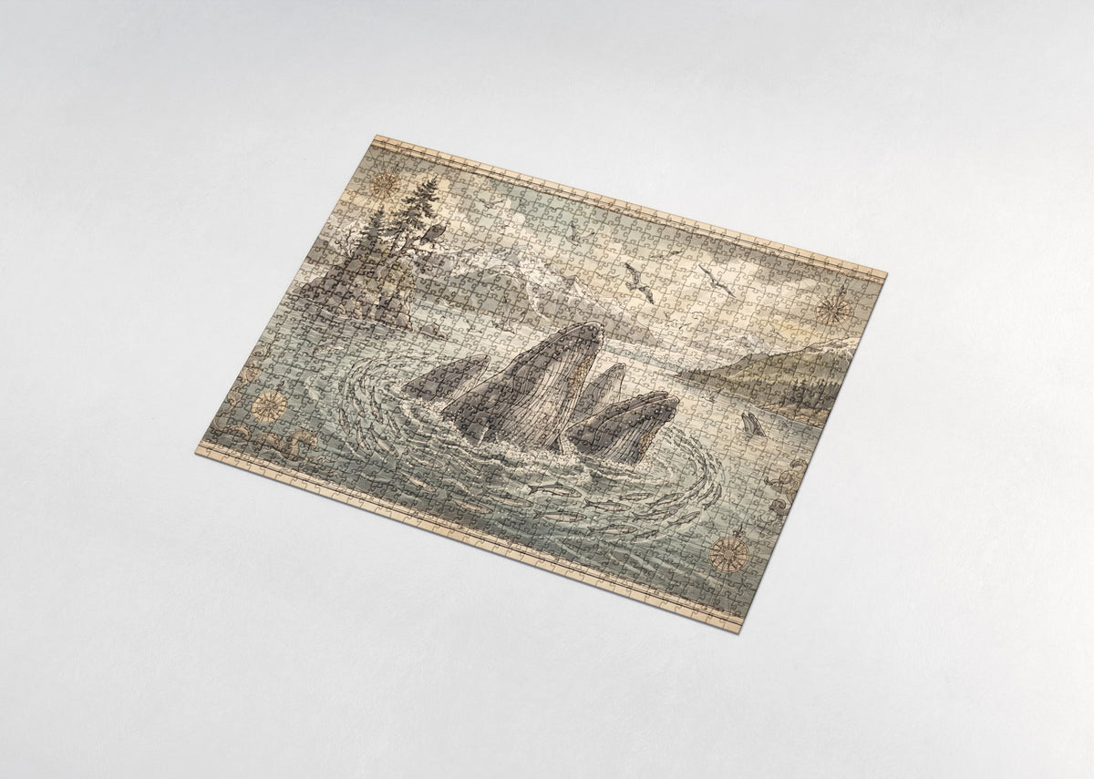 Humpbacks Bubble Net Feeding jigsaw puzzle - assembled puzzle