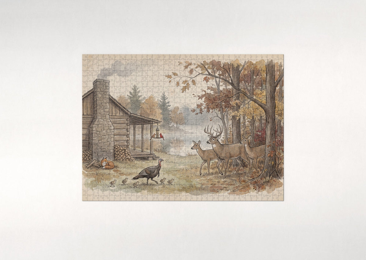 Hunting Lodge Wildlife Scene jigsaw puzzle - flat puzzle
