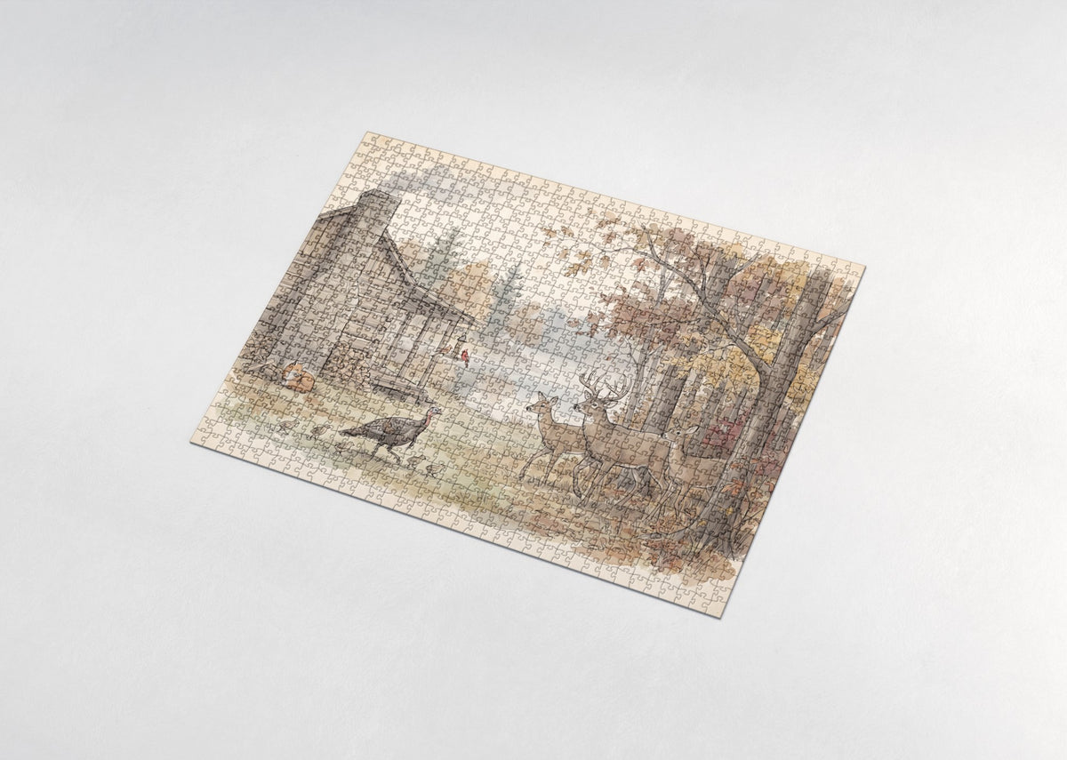 Hunting Lodge Wildlife Scene jigsaw puzzle - assembled puzzle
