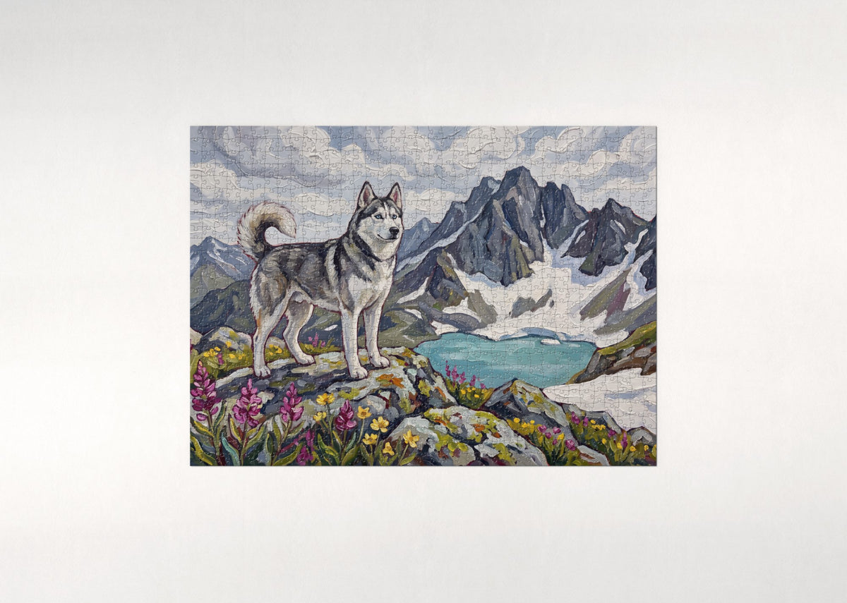 Husky at the Alpine Summit jigsaw puzzle - flat puzzle