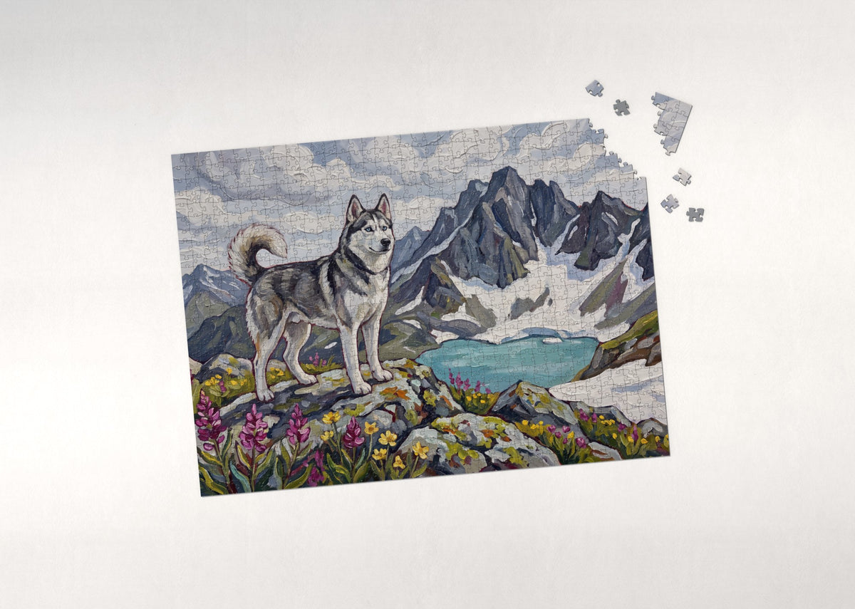 Husky at the Alpine Summit jigsaw puzzle - puzzle with loose pieces