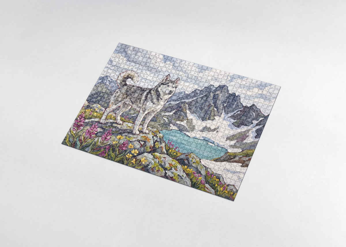 Husky at the Alpine Summit jigsaw puzzle - assembled puzzle