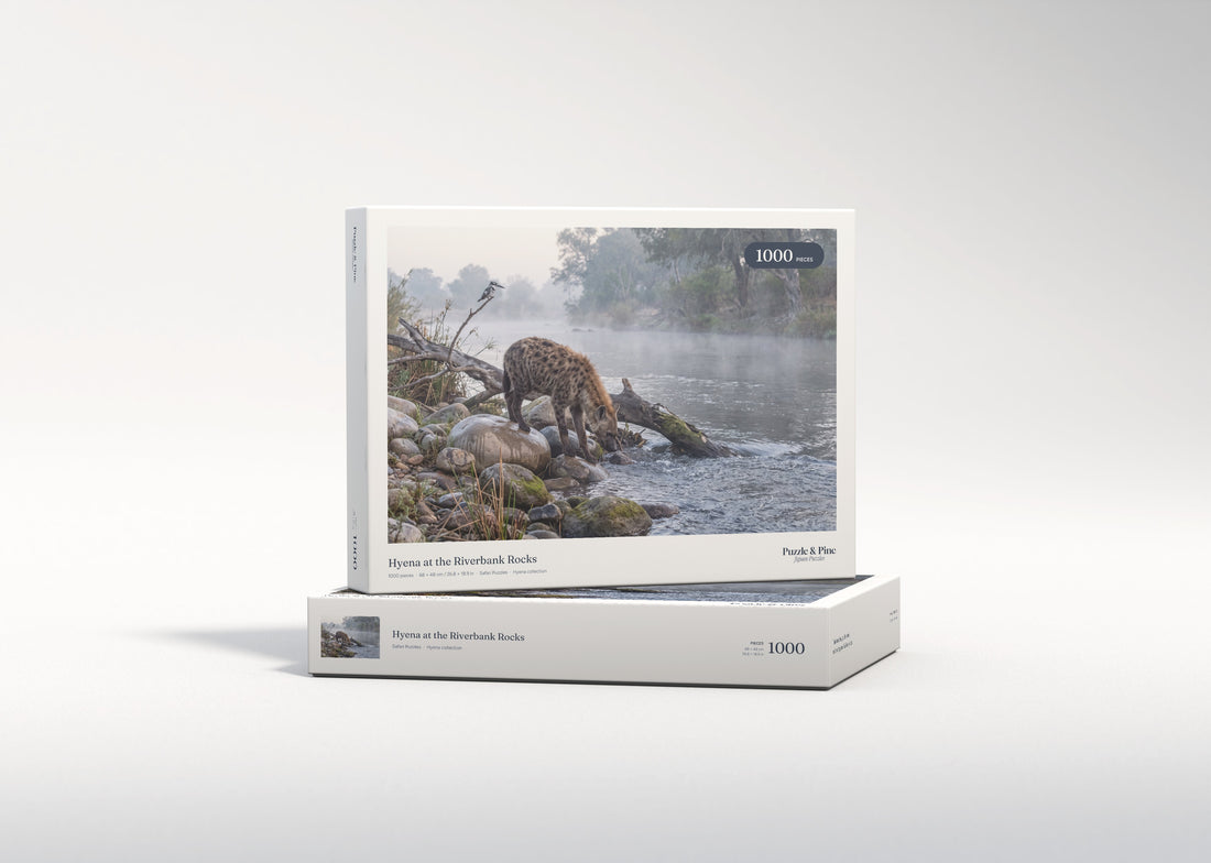Hyena at the Riverbank Rocks jigsaw puzzle - gift box