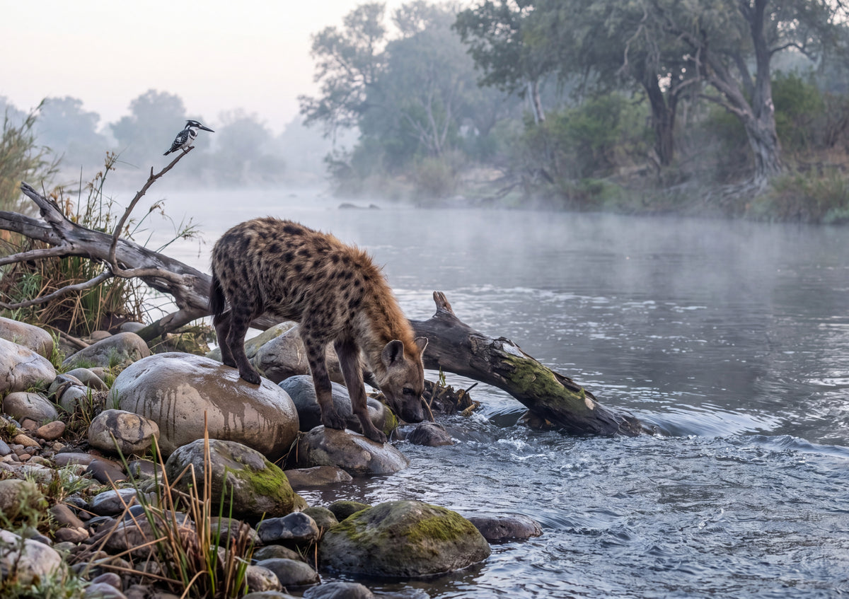 Hyena at the Riverbank Rocks jigsaw puzzle