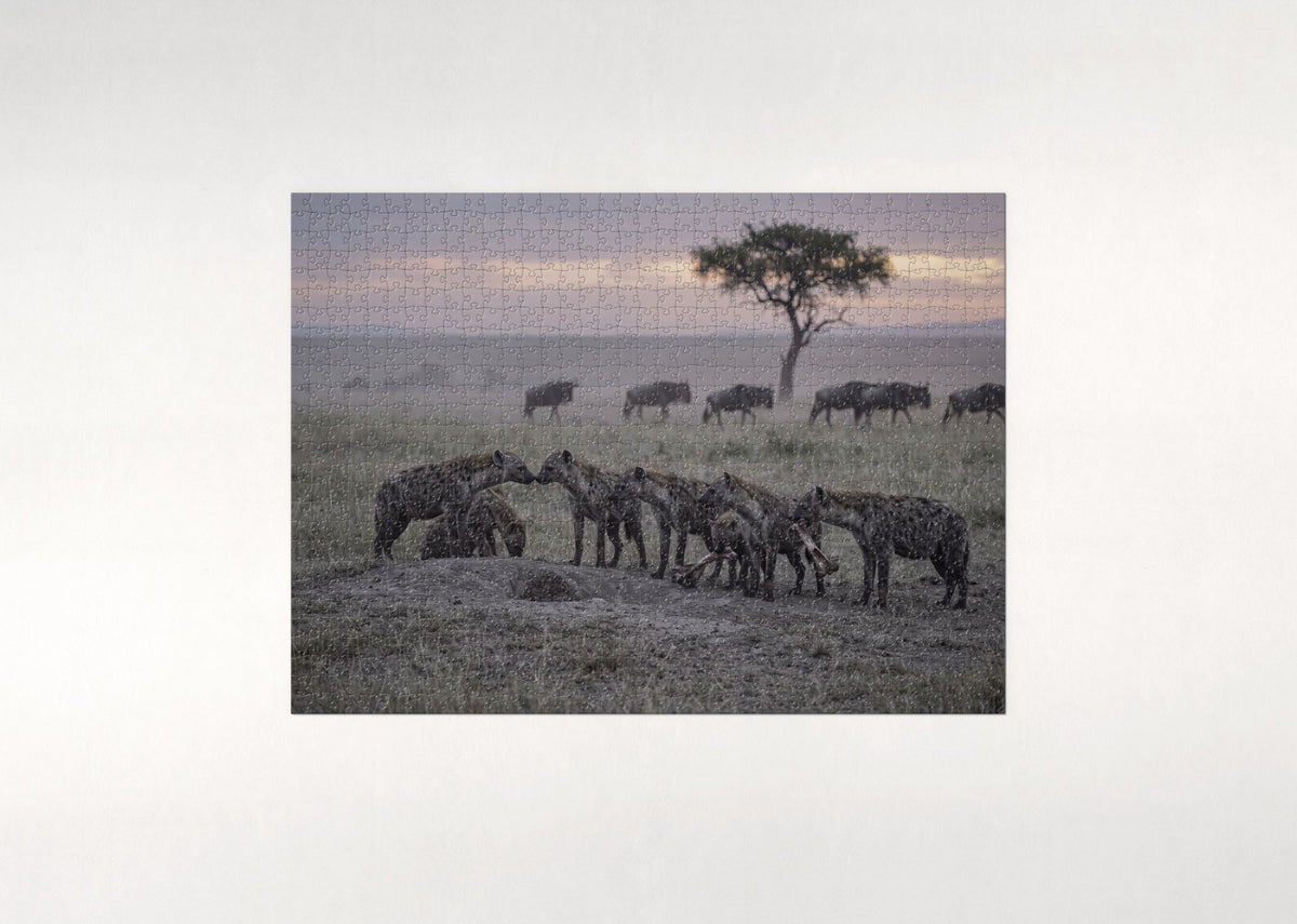 Hyena Clan at Dusk jigsaw puzzle - flat puzzle