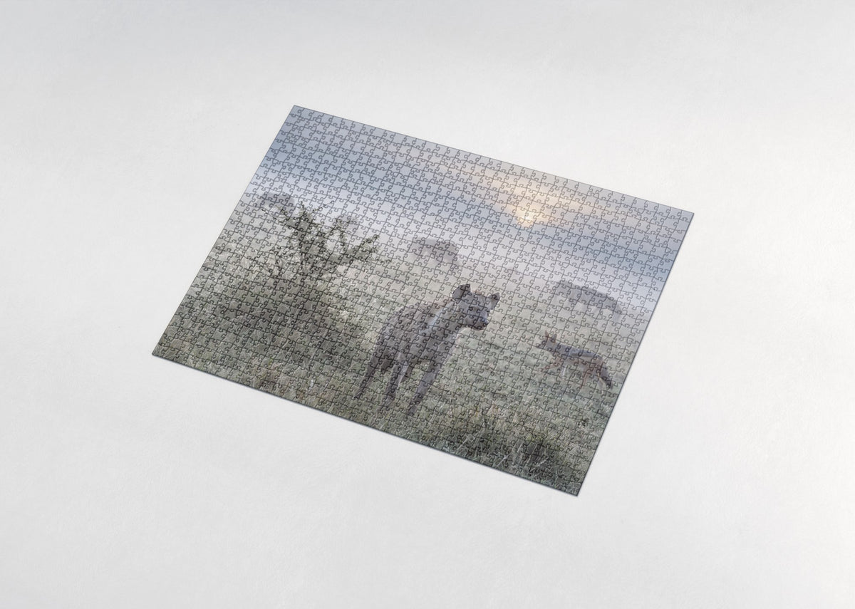 Hyena in the Morning Grass jigsaw puzzle - assembled puzzle