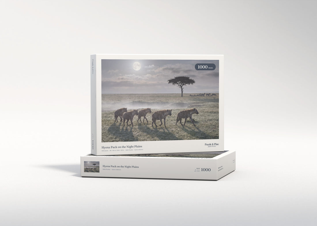 Hyena Pack on the Night Plains jigsaw puzzle - gift box