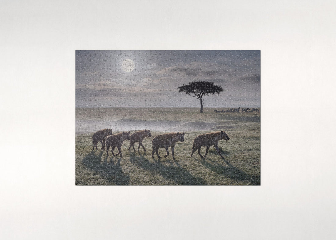 Hyena Pack on the Night Plains jigsaw puzzle - gift box