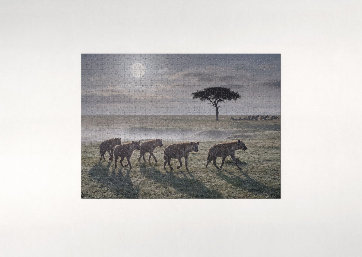 Hyena Pack on the Night Plains jigsaw puzzle - flat puzzle