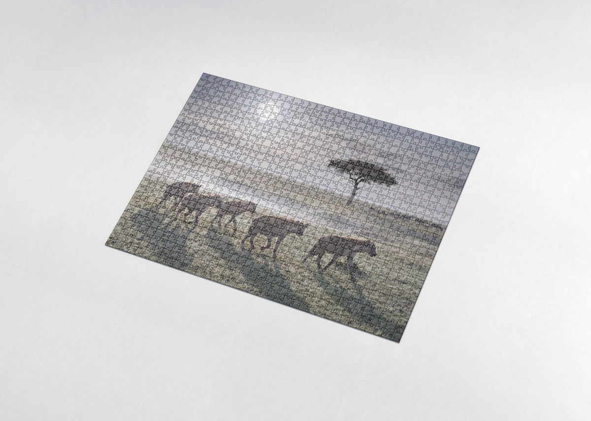 Hyena Pack on the Night Plains jigsaw puzzle - assembled puzzle
