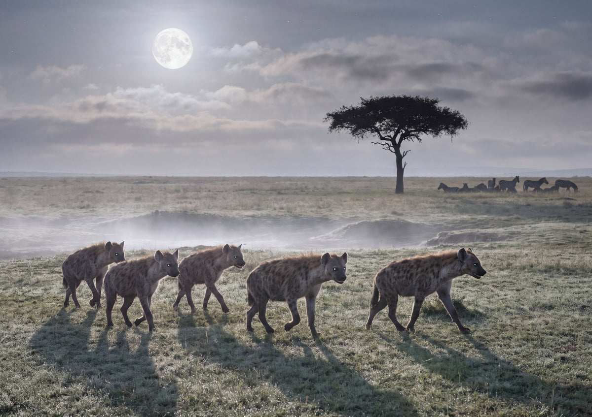 Hyena Pack on the Night Plains jigsaw puzzle