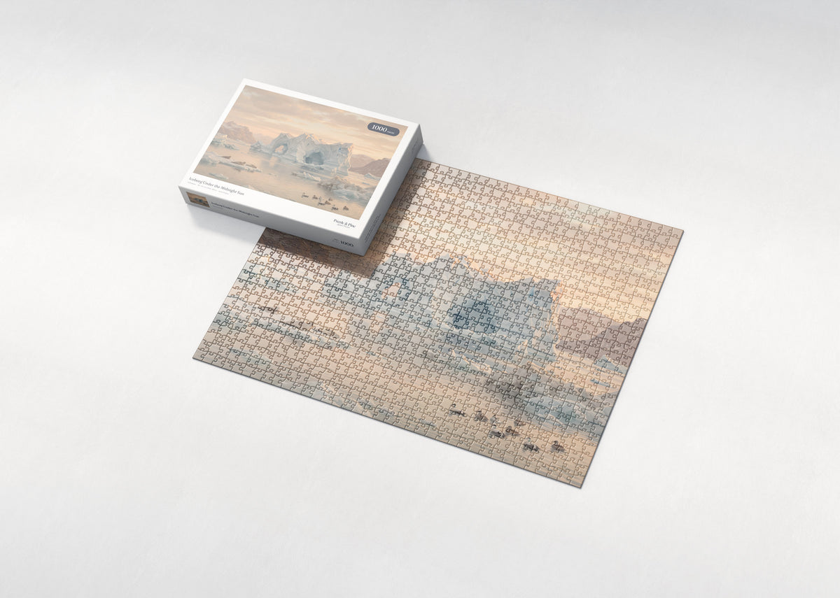 Iceberg Under the Midnight Sun jigsaw puzzle - box and puzzle