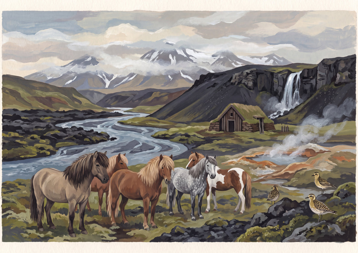 Icelandic Horses in the Volcanic Valley jigsaw puzzle