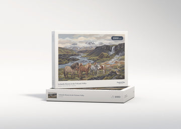Icelandic Horses in the Volcanic Valley jigsaw puzzle - gift box