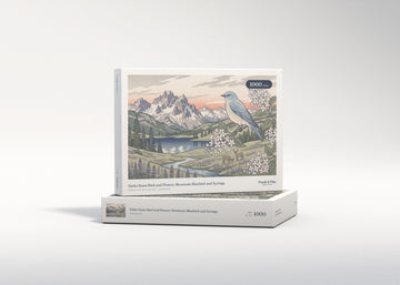 Idaho State Bird and Flower: Mountain Bluebird and Syringa jigsaw puzzle - gift box