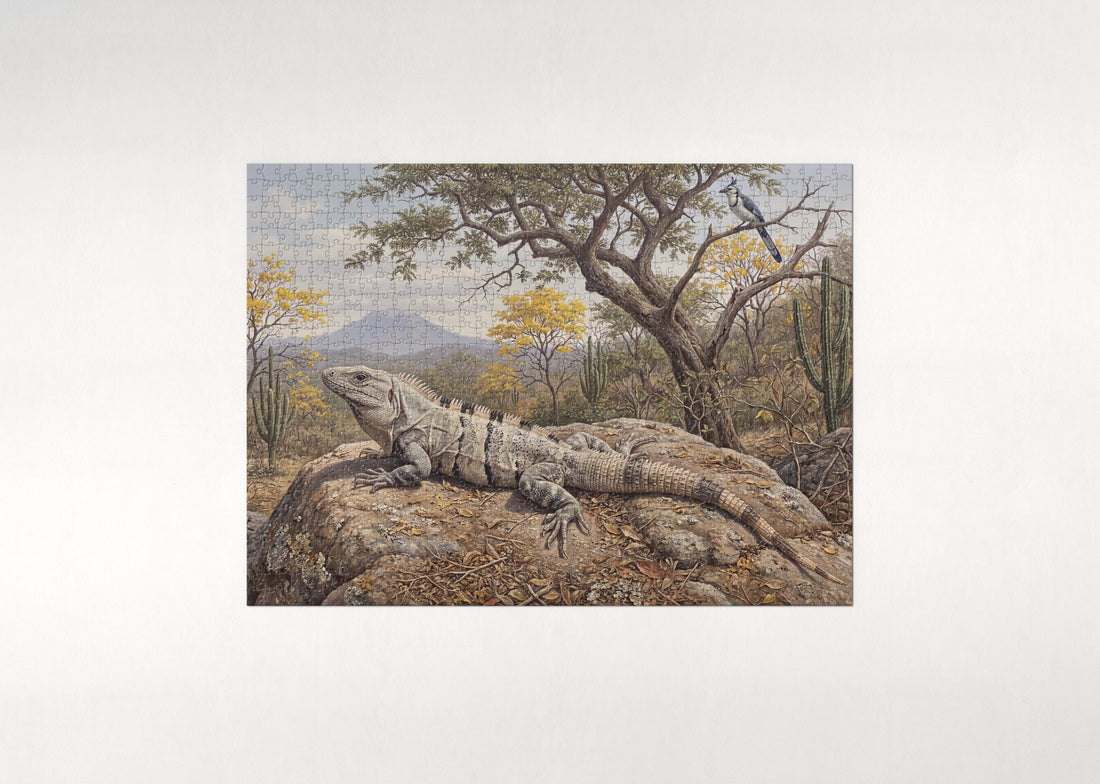Iguana Basking in the Sun jigsaw puzzle - gift box