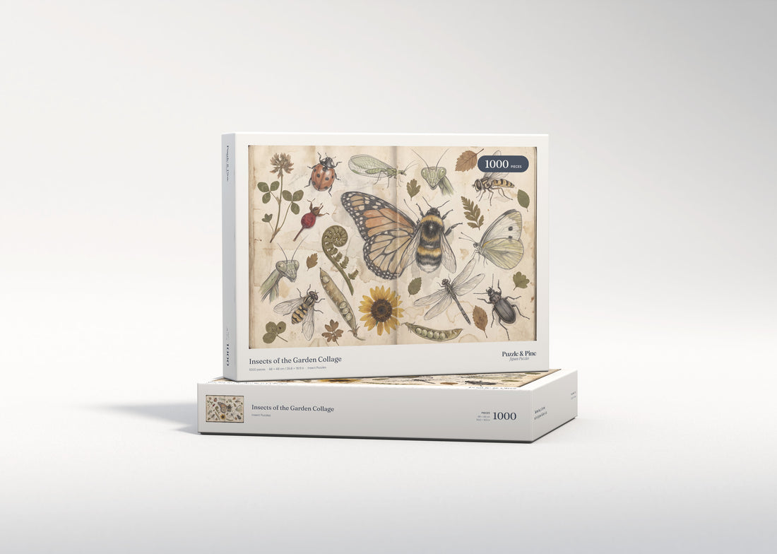 Insects of the Garden Collage jigsaw puzzle - gift box
