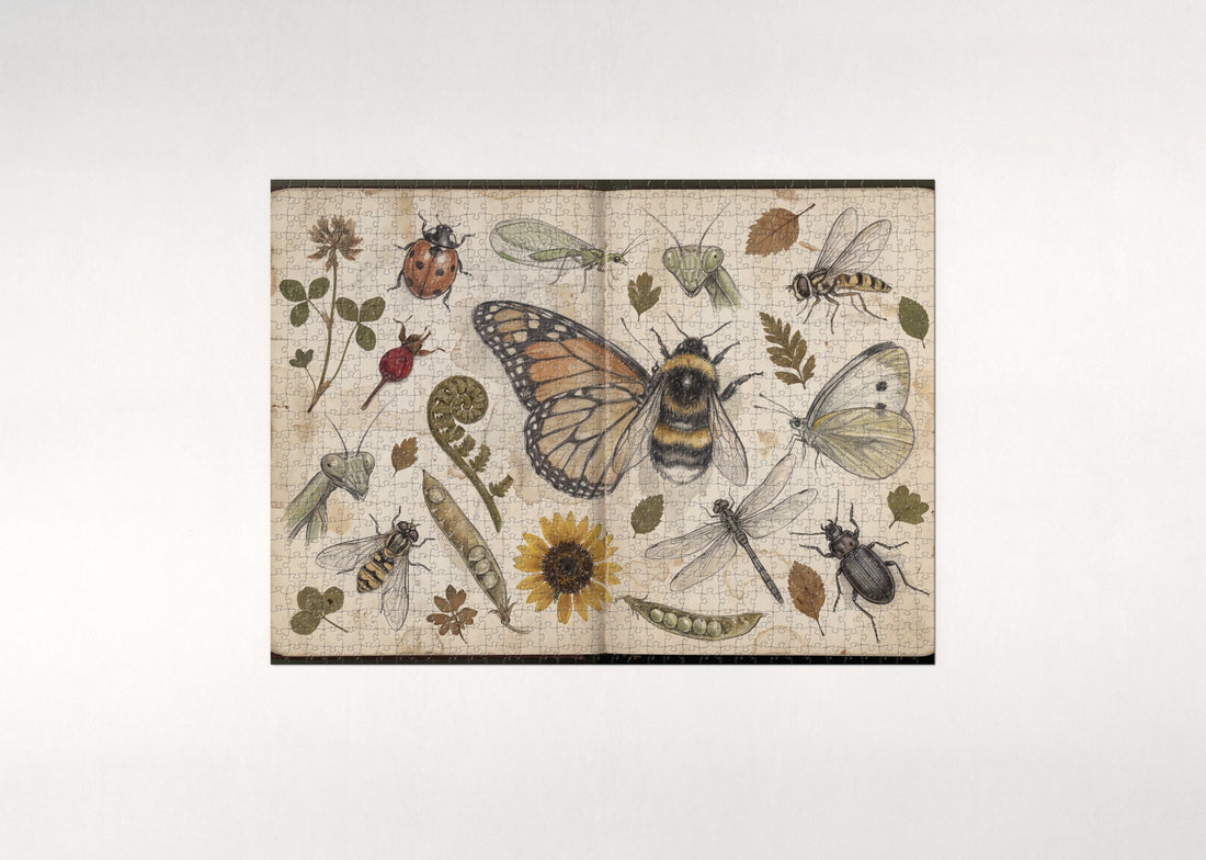 Insects of the Garden Collage jigsaw puzzle - gift box