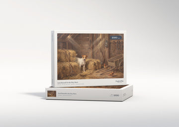 Jack Russell in the Hay Barn jigsaw puzzle - gift box