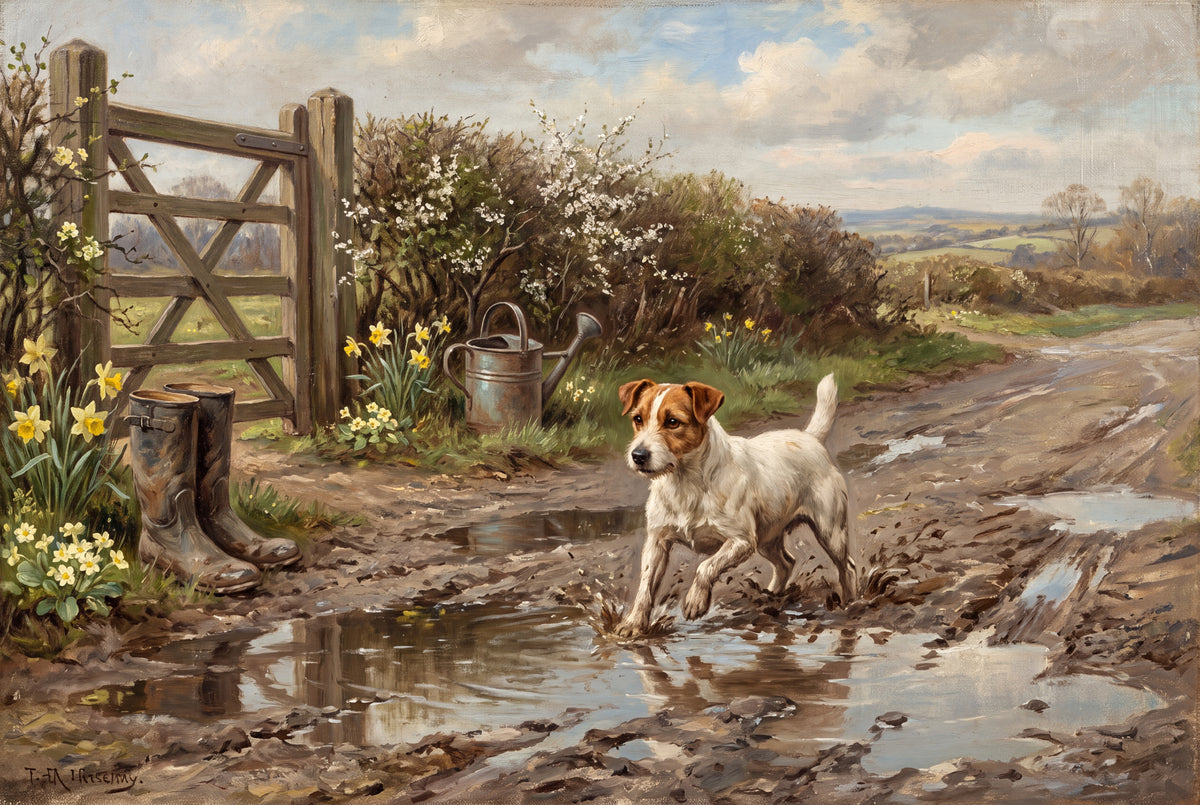 Jack Russell in the Spring Mud Puddles jigsaw puzzle