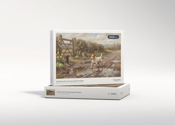 Jack Russell in the Spring Mud Puddles jigsaw puzzle - gift box
