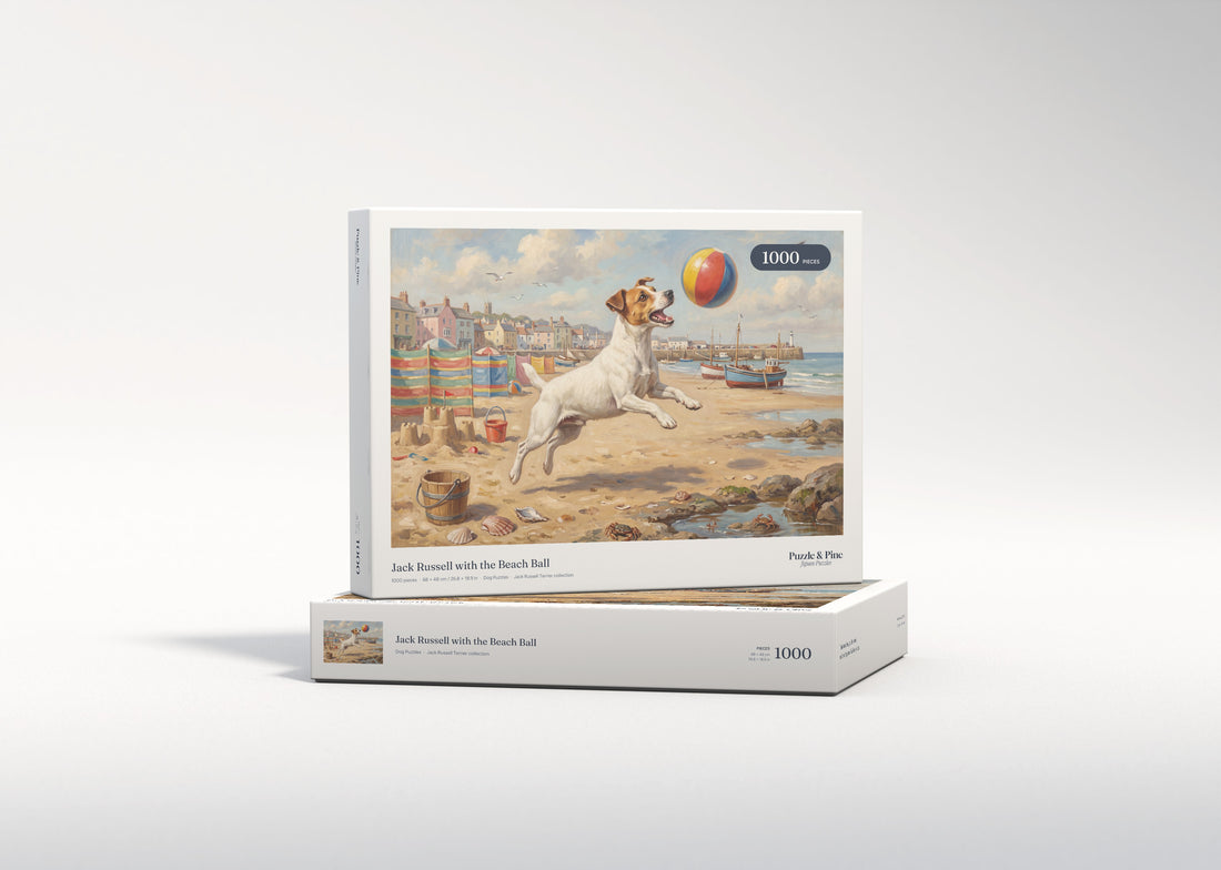 Jack Russell with the Beach Ball jigsaw puzzle - gift box