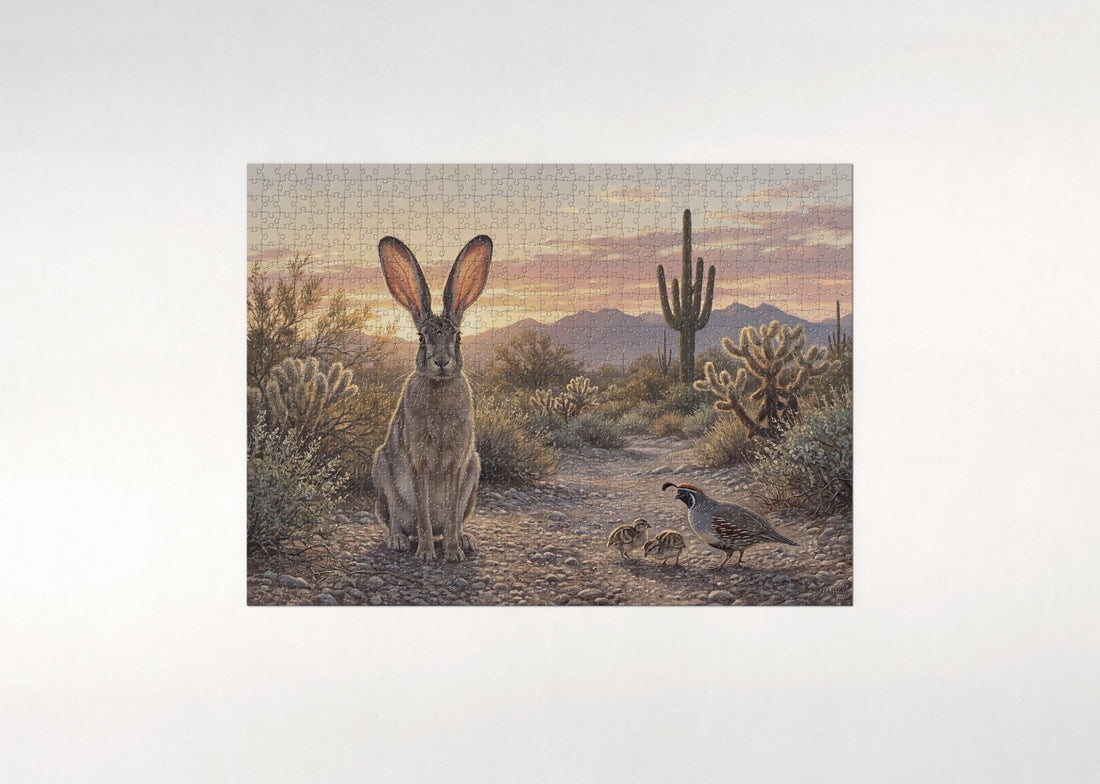 Jackrabbit at the Desert Dawn jigsaw puzzle - gift box