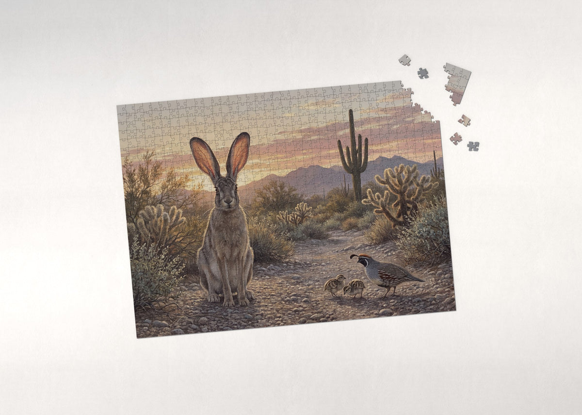 Jackrabbit at the Desert Dawn jigsaw puzzle - puzzle with loose pieces
